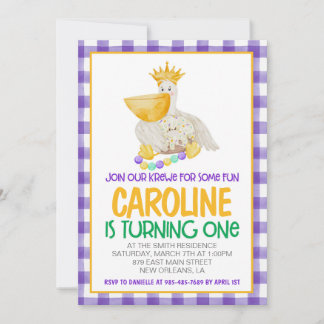 Mardi Gras Krewe Einladung zum ersten Geburtstag