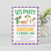 Mardi Gras Krewe Einladung zum ersten Geburtstag (Stehend Vorderseite)