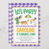 Mardi Gras Krewe Einladung zum ersten Geburtstag (Vorne/Hinten)