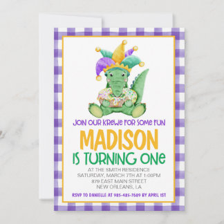 Mardi Gras Krewe Einladung zum ersten Geburtstag