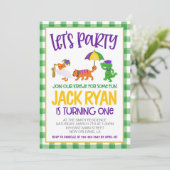 Mardi Gras Krewe Einladung zum ersten Geburtstag (Stehend Vorderseite)