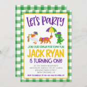 Mardi Gras Krewe Einladung zum ersten Geburtstag (Vorne/Hinten)