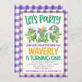 Mardi Gras Krewe Einladung zum ersten Geburtstag (Vorne/Hinten)