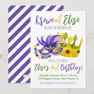 Mardi Gras Krewe Einladung zum Geburtstag