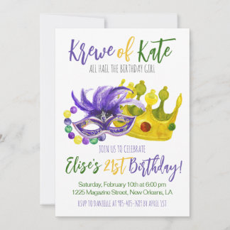 Mardi Gras Krewe Einladung zum Geburtstag