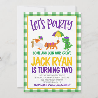 Mardi Gras Krewe Einladung zum Geburtstag