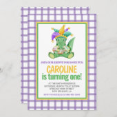 Mardi Gras Krewe Gator King Cake zum ersten Geburt Einladung (Vorne/Hinten)