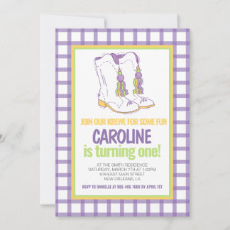 Mardi Gras Krewe Marching Boots First Birthday Einladung