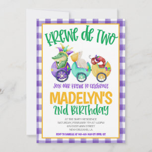Mardi Gras Krewe zum zweiten Geburtstag Einladung