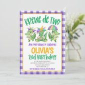 Mardi Gras Krewe zum zweiten Geburtstag Einladung (Stehend Vorderseite)