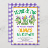 Mardi Gras Krewe zum zweiten Geburtstag Einladung (Vorne/Hinten)