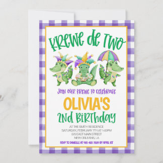 Mardi Gras Krewe zum zweiten Geburtstag Einladung