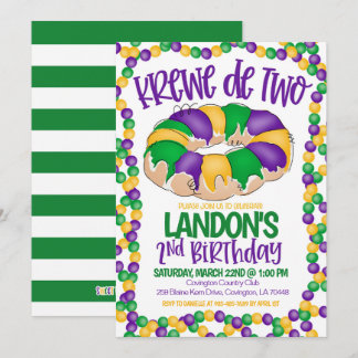 Mardi Gras Krewe zum zweiten Geburtstag Einladung
