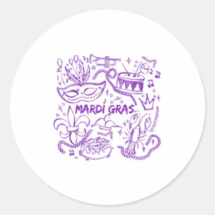 Mardi Gras Kritzel-Skizze T-Shirt.png Runder Aufkleber