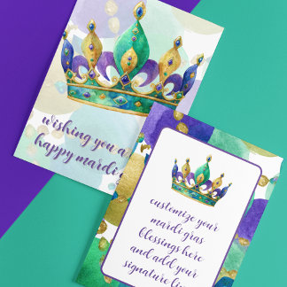 Mardi Gras-Krone mit Perlen-Grüßen Feiertagskarte