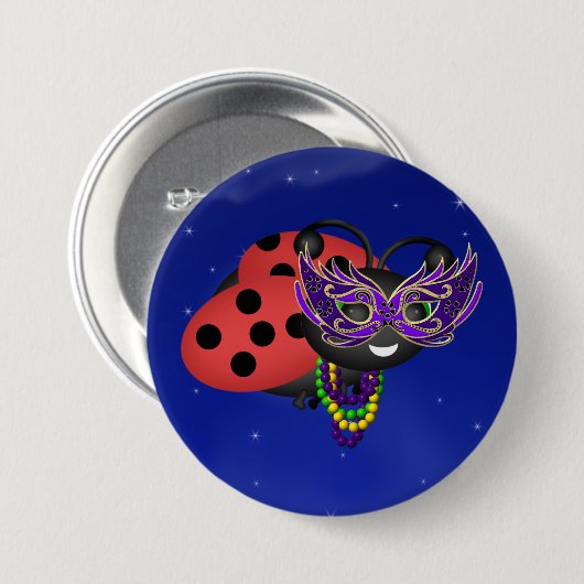 Mardi Gras Ladybug Button (Vorne & Hinten)