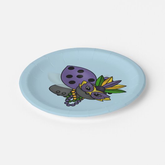 Mardi Gras Ladybug Pappteller (Schrägansicht)