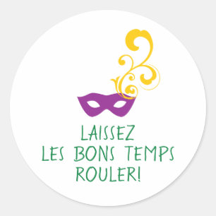 Mardi Gras Laissez Les Bon Temps Rouler, Maske Runder Aufkleber
