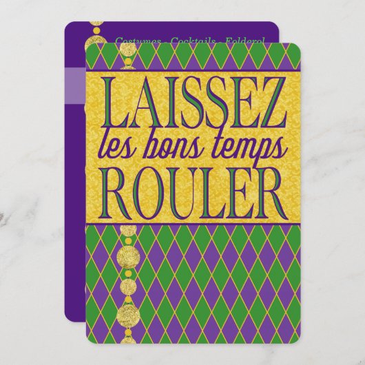 Mardi Gras | Laissez Les Bons Temps Rouler Einladung (Vorne/Hinten)
