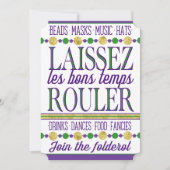 Mardi Gras | Laissez Les Bons Temps Rouler Einladung (Vorderseite)