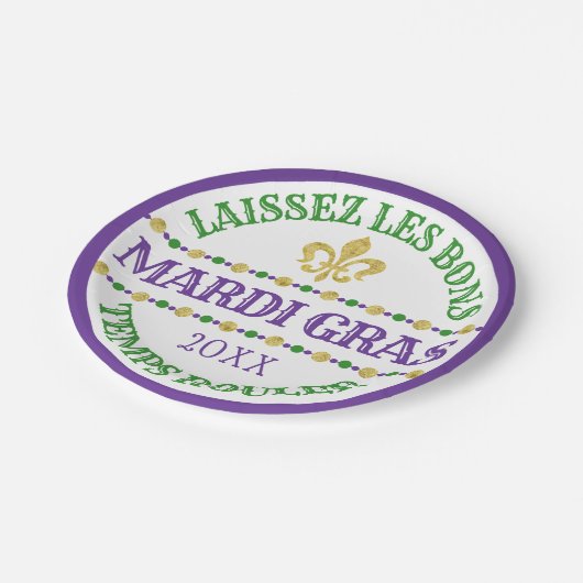 Mardi Gras | Laissez Les Bons Temps Rouler Pappteller (Schrägansicht)