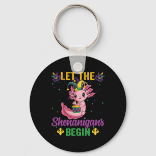 Mardi Gras Lass Die Mätzchen Beginnen Axolotl Kost Schlüsselanhänger
