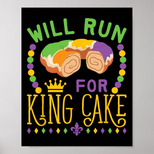 Mardi Gras läuft für King Cake Funny Ru Poster (Vorne)