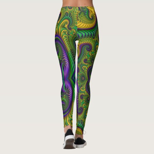 Mardi Gras Leggings Gold Black Lila Green Name (Rückseite)