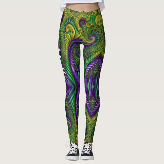 Mardi Gras Leggings Gold Black Lila Green Name (Vorderseite)