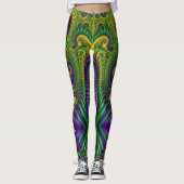 Mardi Gras Leggings Lila Grünpflanzen (Vorderseite)