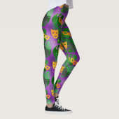 Mardi Gras Leggings, Mardi Gras Masken & Blätter Leggings (Rechts)