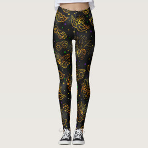 Mardi Gras Leggings, Mardi Gras Maskenmuster Leggings