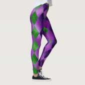 Mardi Gras Leggings, Mardi Gras Raute Muster Leggings (Rechts)