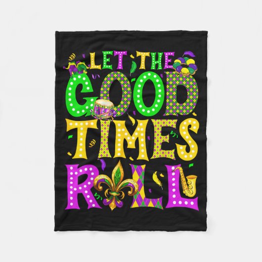 Mardi Gras Let The Good Times Roll Funny Carnival Fleecedecke (Vorderseite)