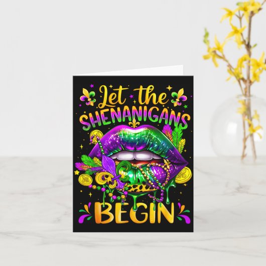 Mardi Gras Let The Shenanigans Begin Lips New Orle Karte (Gelbe Blume)