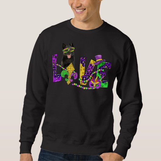 Mardi Gras Liebe Festival Leopard Schipperke Dog Sweatshirt (Vorderseite)