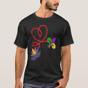 Mardi Gras Liebe Herzmaske und Lilie 1 T-Shirt
