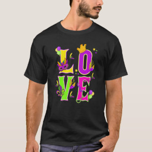 Mardi Gras Liebe I Liebe Mardi Gras Funny Colorful T-Shirt