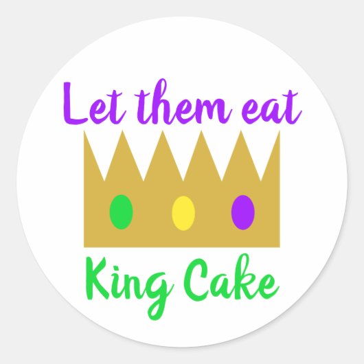 Mardi Gras Ließ sie essen King Cake Crown Runder Aufkleber (Vorderseite)