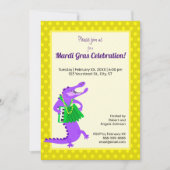 Mardi Gras Lila Alligator Einladung (Vorderseite)