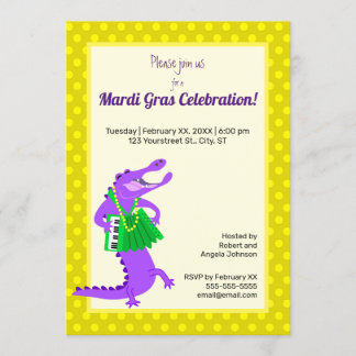 Mardi Gras Lila Alligator Einladung
