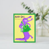 Mardi Gras Lila Alligator Postkarte (Stehend Vorderseite)
