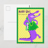 Mardi Gras Lila Alligator Postkarte (Vorne/Hinten)