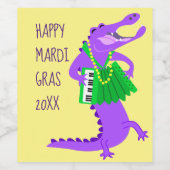 Mardi Gras Lila Alligator Weinetikett (Einzelnes Label)
