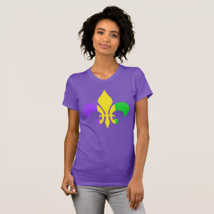Mardi Gras Lila Gelb Fleur-de-Lis T-Shirt