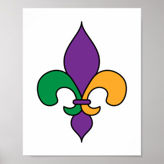 Mardi Gras Lila Gelbe Grüne Lilie Poster