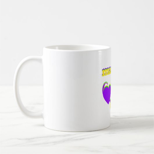 Mardi Gras Lila-Gelbe Karnevalsherzen Kaffeetasse (Links)