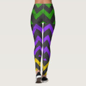 Mardi Gras Lila Gelbe Zickzack Linien Leggings (Rückseite)
