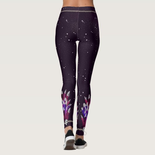 Mardi Gras Lila Glitzer Feather Pendant Leggings (Rückseite)