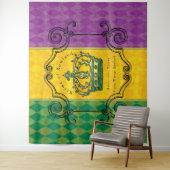 Mardi Gras Lila Gold Green Crown Name Wandteppich (Beispiel)